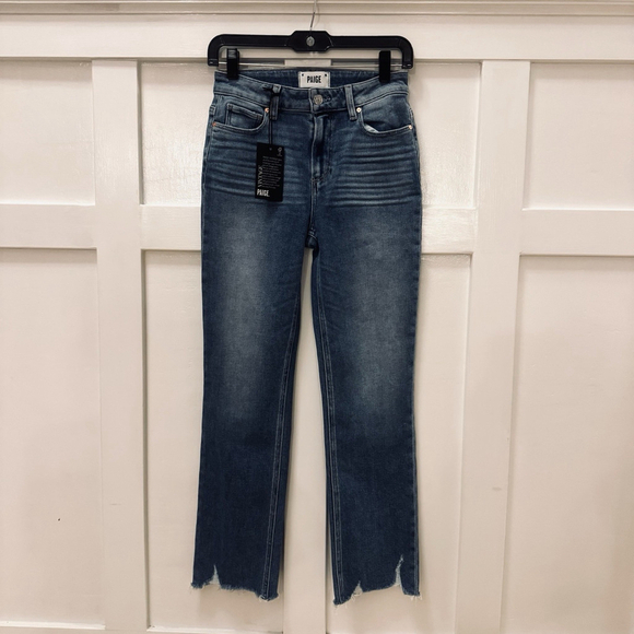 Paige Denim - NWT Paige Cindy High Rise Straight Jeans Size:26 Distressed Raw Hem Cropped